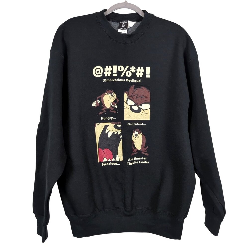 Vintage Warner Bros WB Sweatshirt L Taz Tazmania Devil Crewneck USA 1995